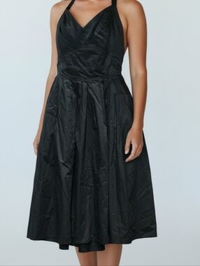 eshakti Black One-Shoulder Fit-and-Flare Dress